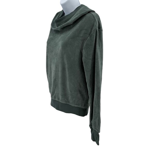 Z by Zella Hoodie Sweatshirt WMNS S Green Velour Cowl Neck Long Sleeve Pullover - Picture 3 of 7